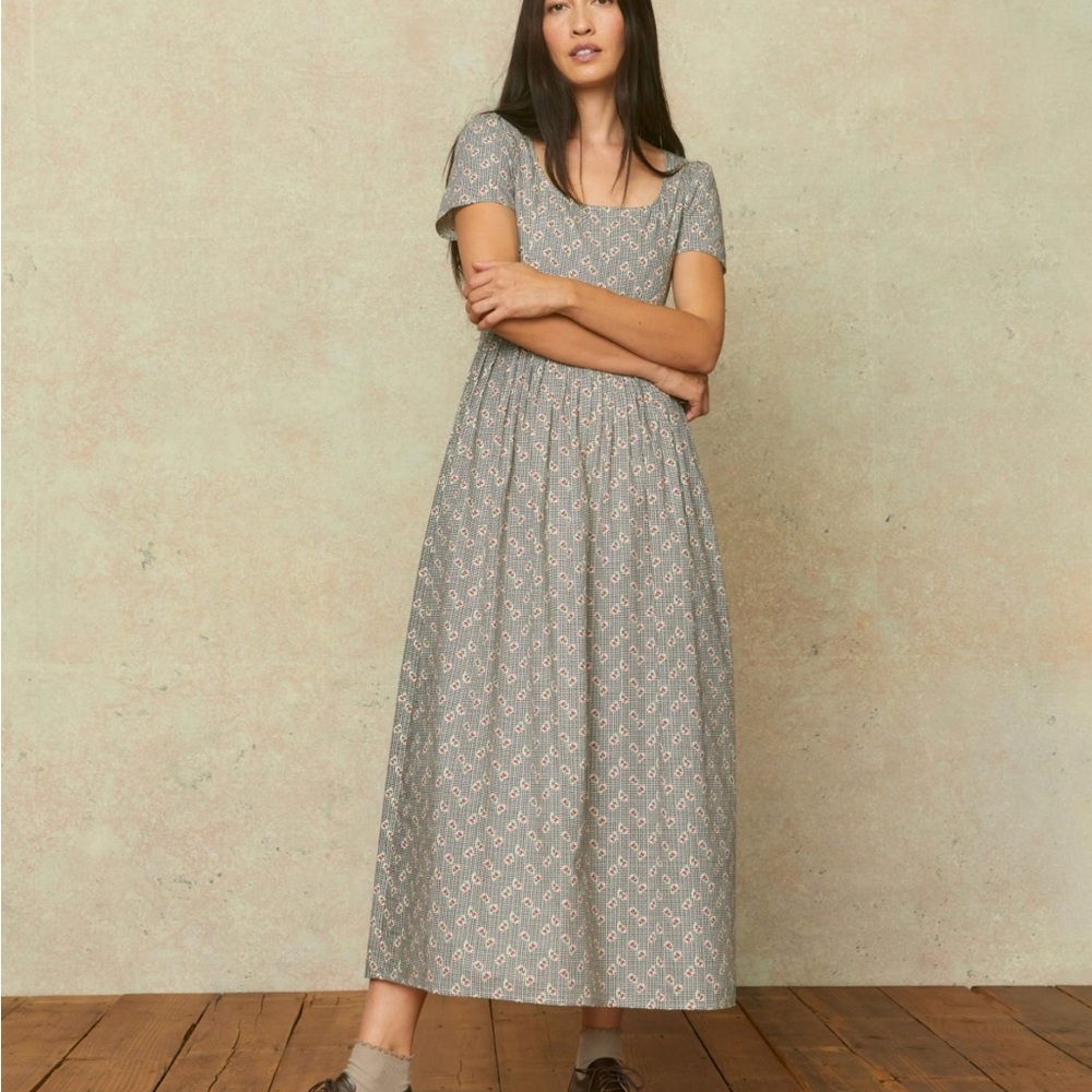 Christy Dawn Scarlet Dress Azalea Houndstooth Gray Floral Maxi 100% cotton